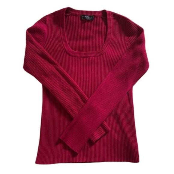 New York & Co Raspberry Ribbed Knit Sweater Size Medium Large - Picture 2 of 6